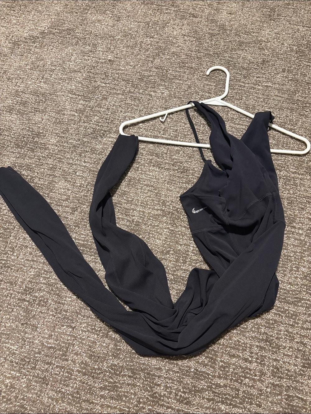Nike Black Racerback Sports bodysuit with ribbed details